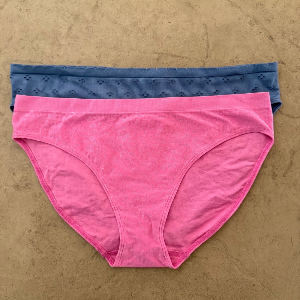 Victoria's Secret Pink Blue Bikini Panty Set XL Comfort Stretch Lace Trim NWT
